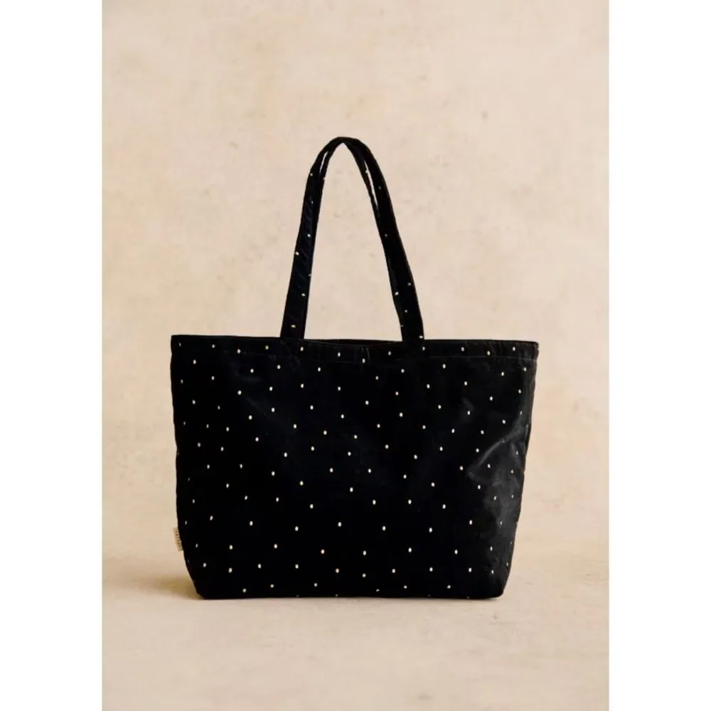 SEZANE Tote bag - Black / Gold Embroidered Polka Dots - Sézane NWT - Picture 1 of 5